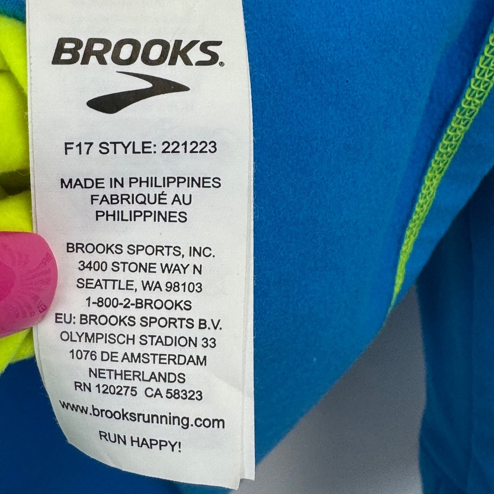 Brooks Dash 1/2 Zip Running Pullover Neon Yellow Blue Fleece Lined 221223 L - Picture 7 of 15